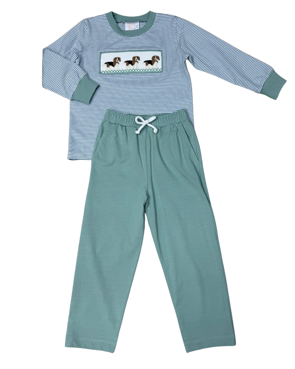 Beagle Smocked Pant Set