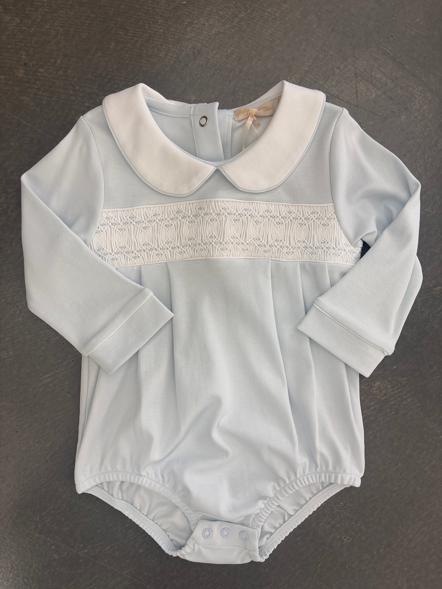 Collared Smocked LS Bubble