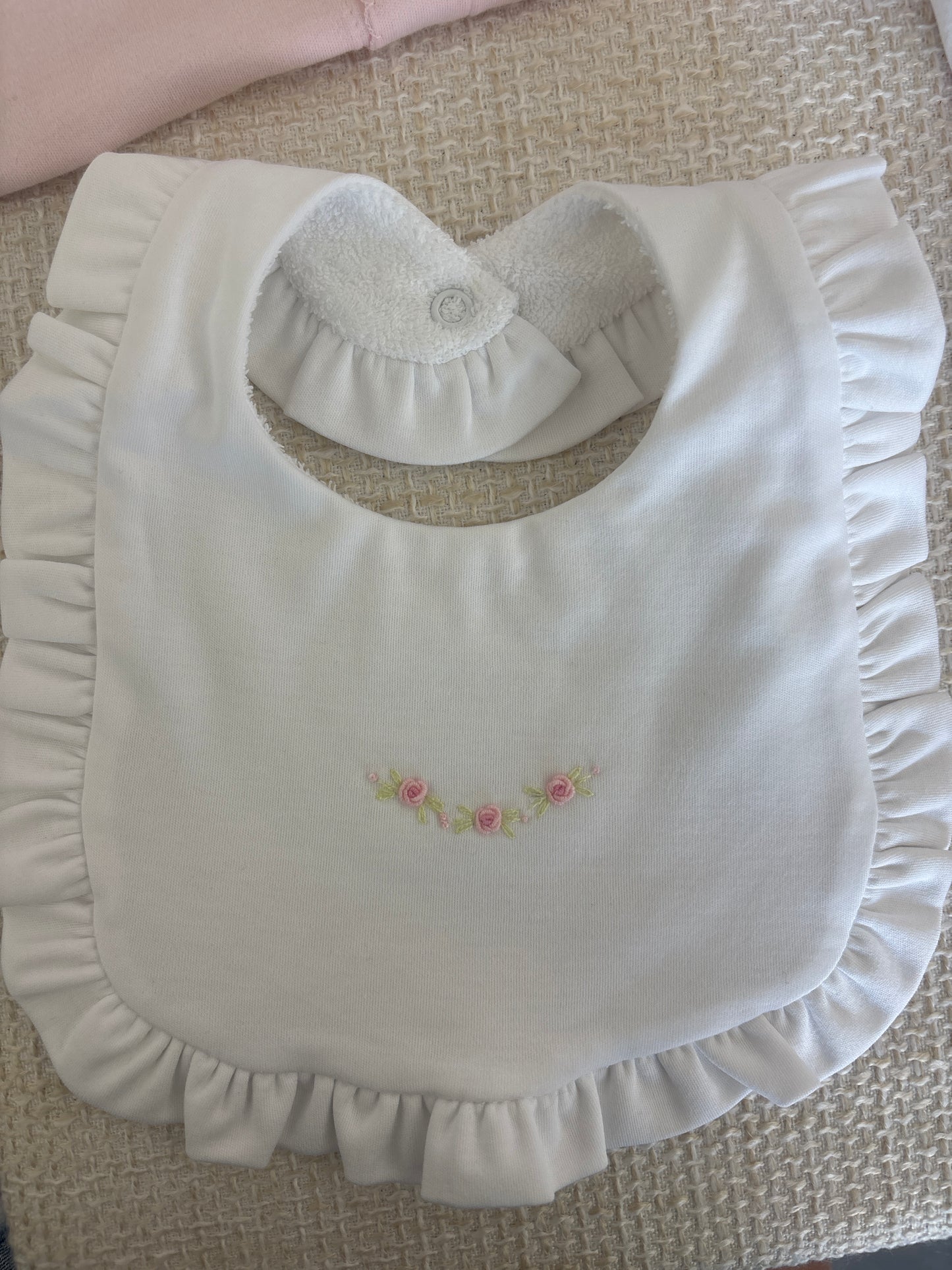 Ruffled Bib with Embroidery