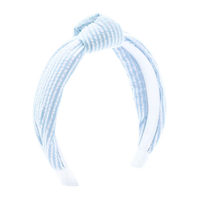 Seersucker Knot HeadBand- Lt. Blue