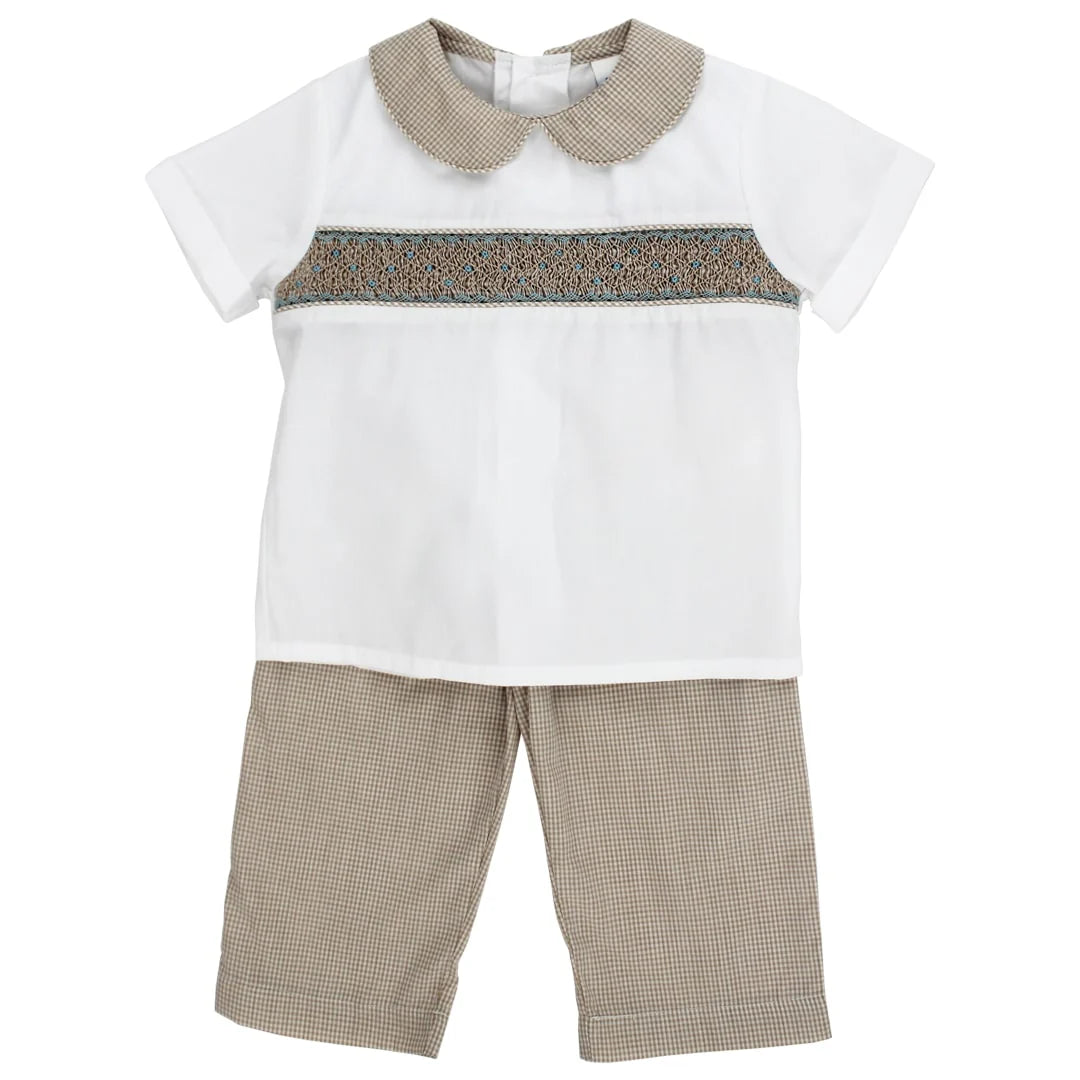 Blue & Khaki Gingham Pant Set