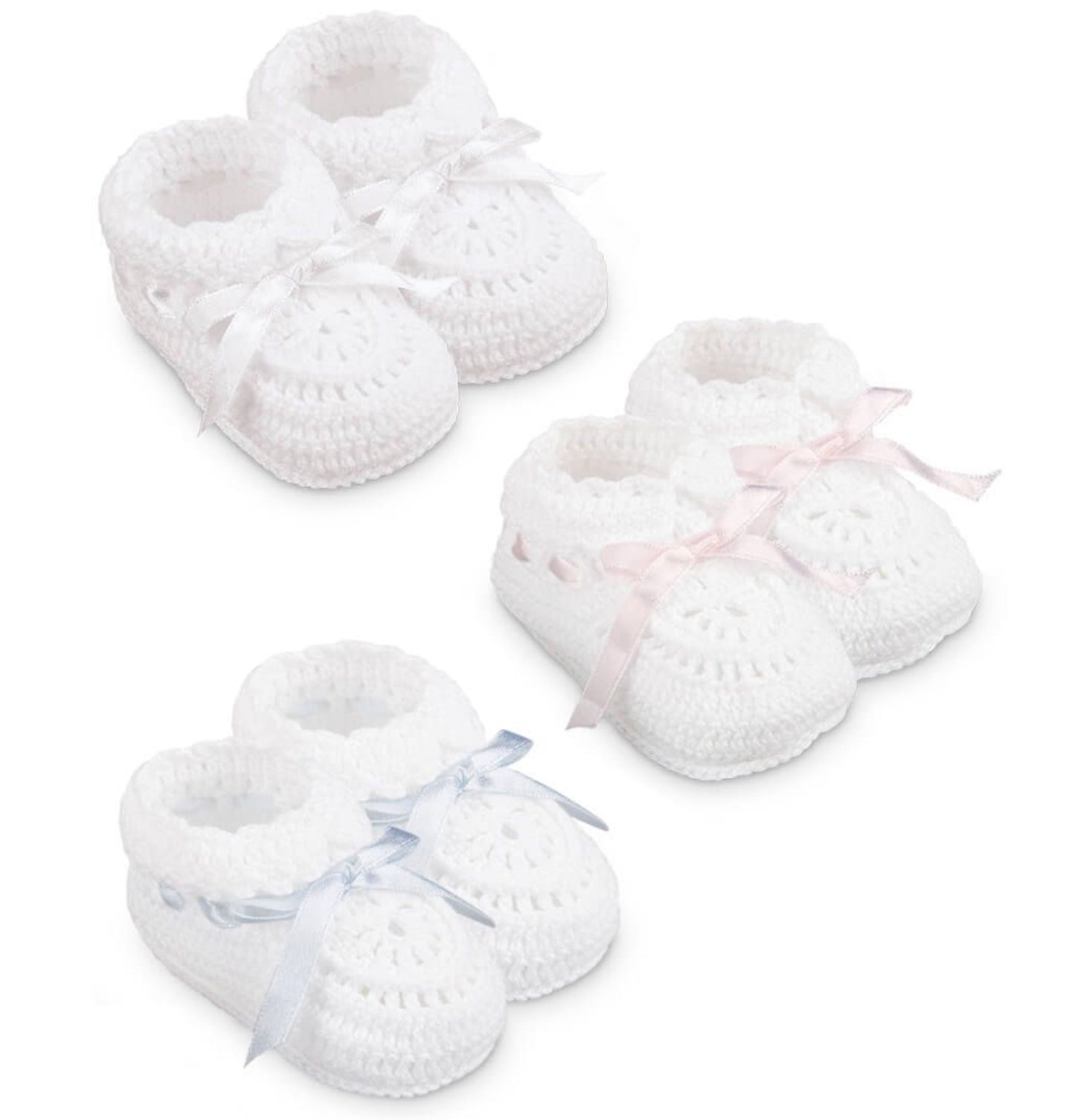 Hand Crochet Ribbon Bootie-2618