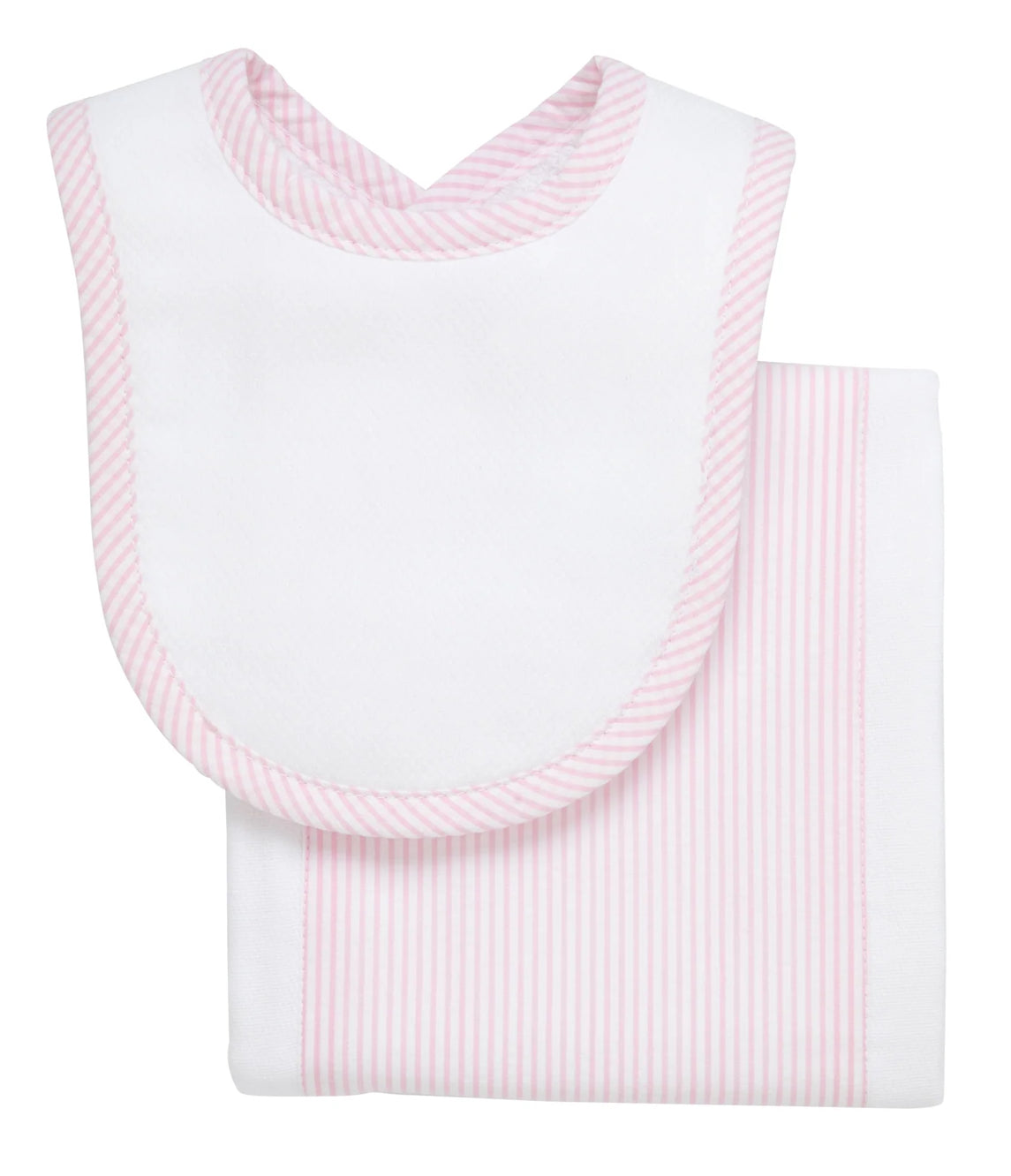 Seersucker Bib & Burp Set- Pink
