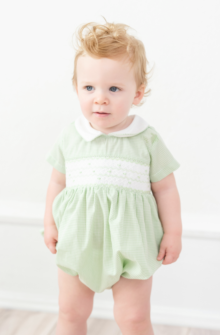 Green Smocked Noah Bubble