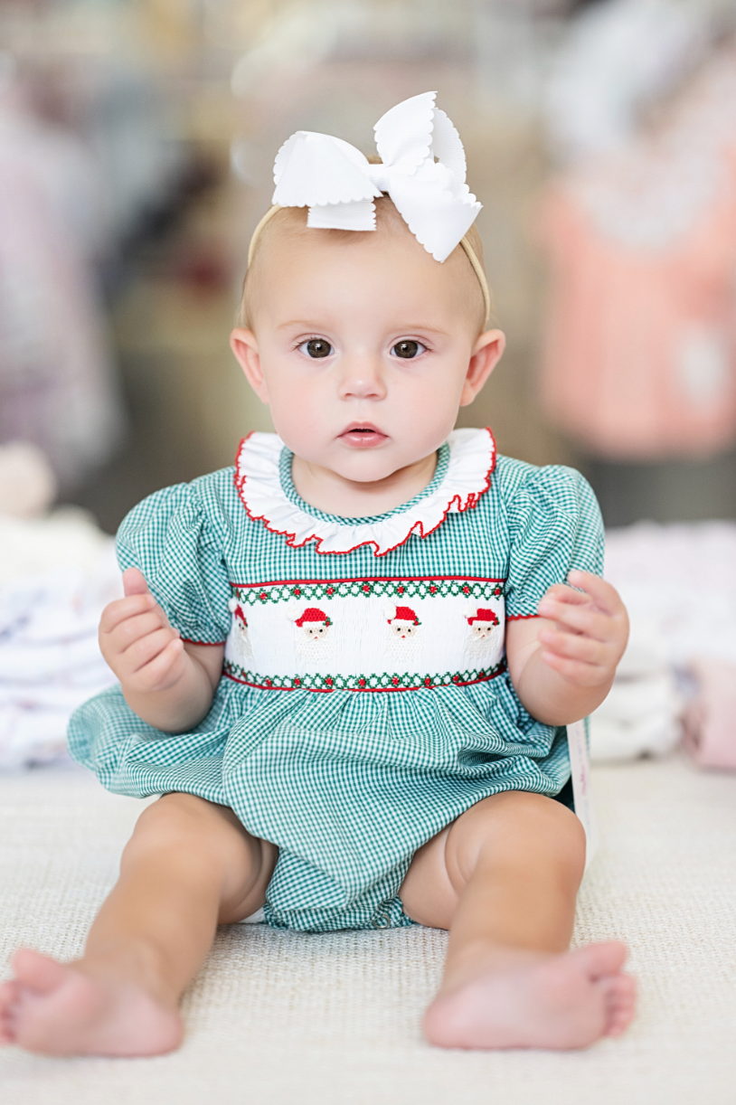 Santa Smocked Ruffle Bubble