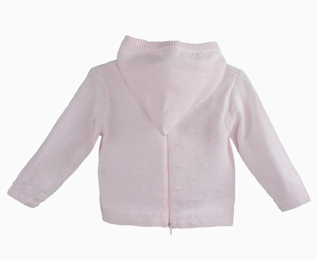 Pink Back Zip Hooded Cardigan