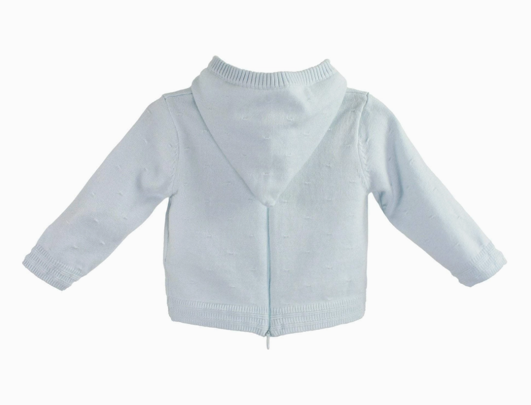 Blue Back Zip Hooded Cardigan