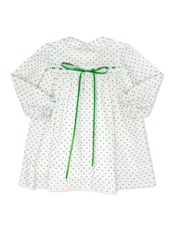 Mistletoe Green Swiss Dot Ribbon Dress