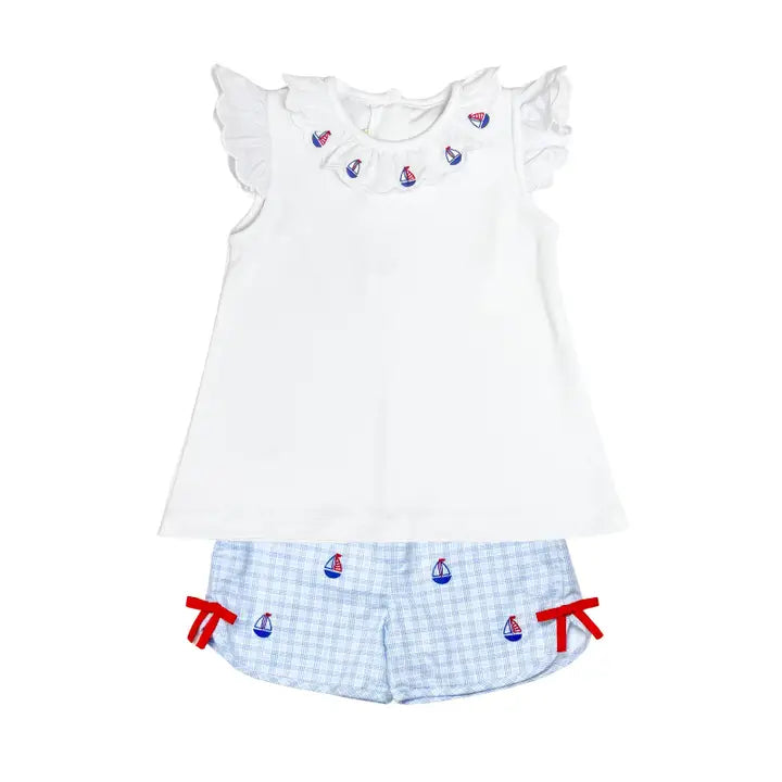 Sailboat Scalloped Angel Short Set