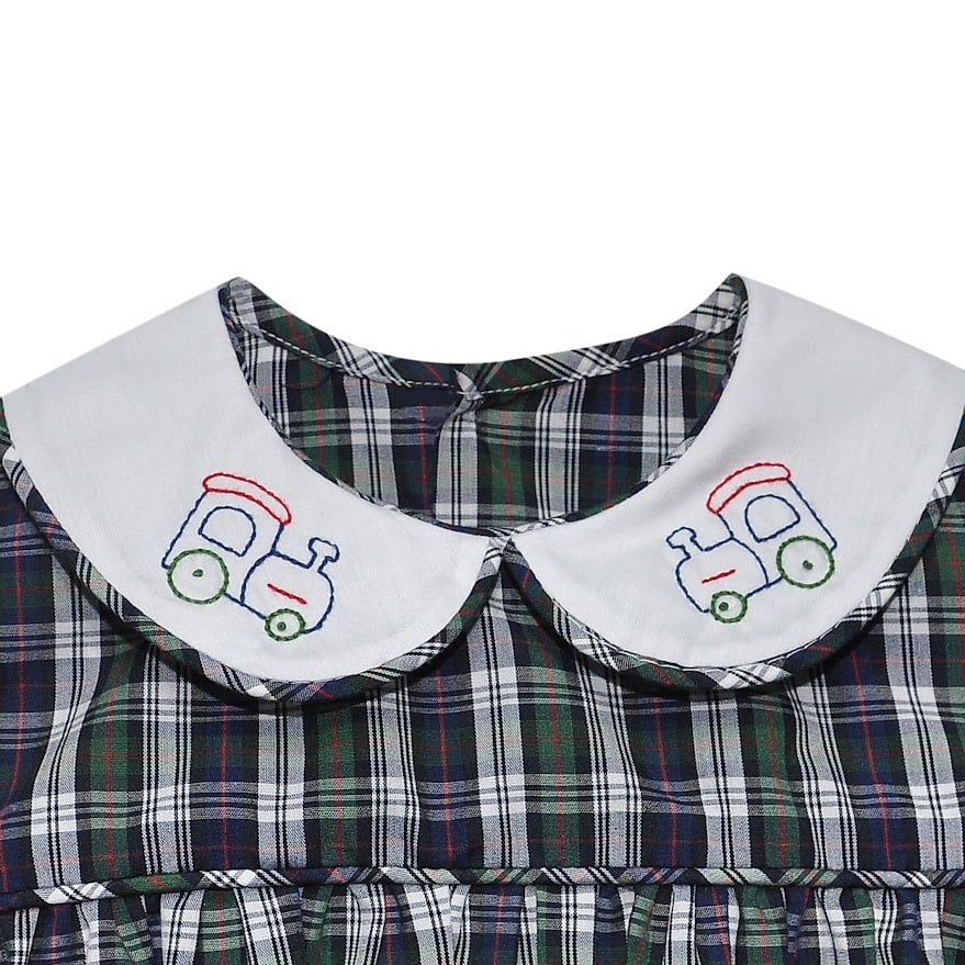 Plaid Train Sawyer Boy Bubble