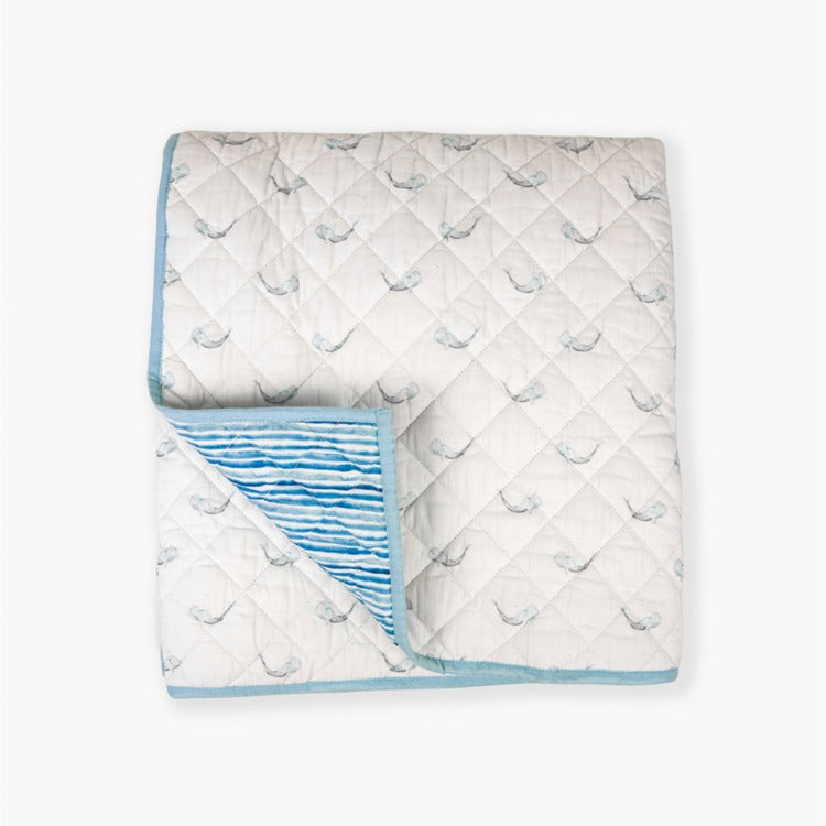 LITTLES Whale Quilted Blanket