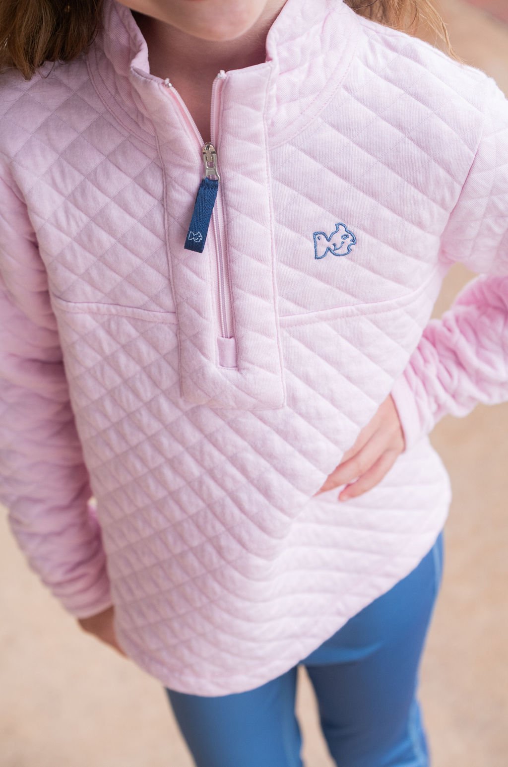 Girls Quilted Zip Pullover