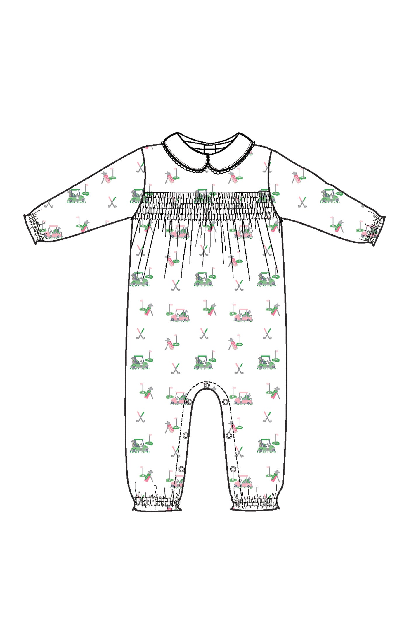 Golf Carts Smocked Romper