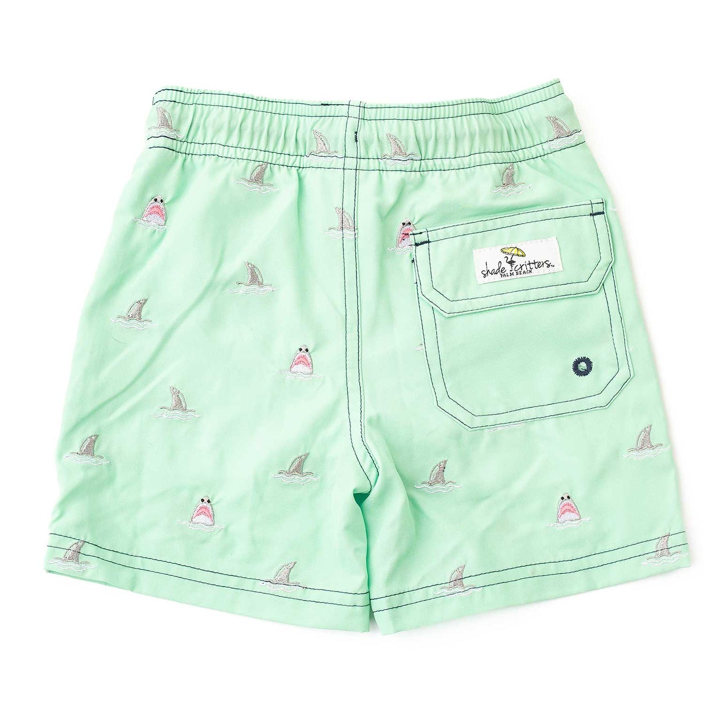 Mint Shark Boys Swim Trunks