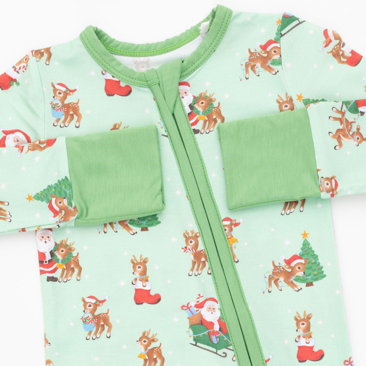 Vintage Reindeer & Santa Zip Romper
