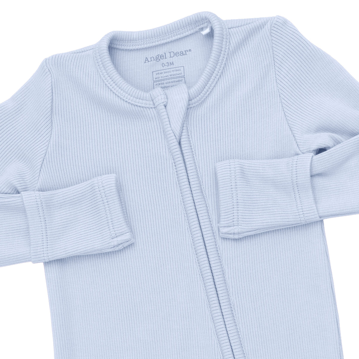 Solid Sheer Blue Rib Zip Footie