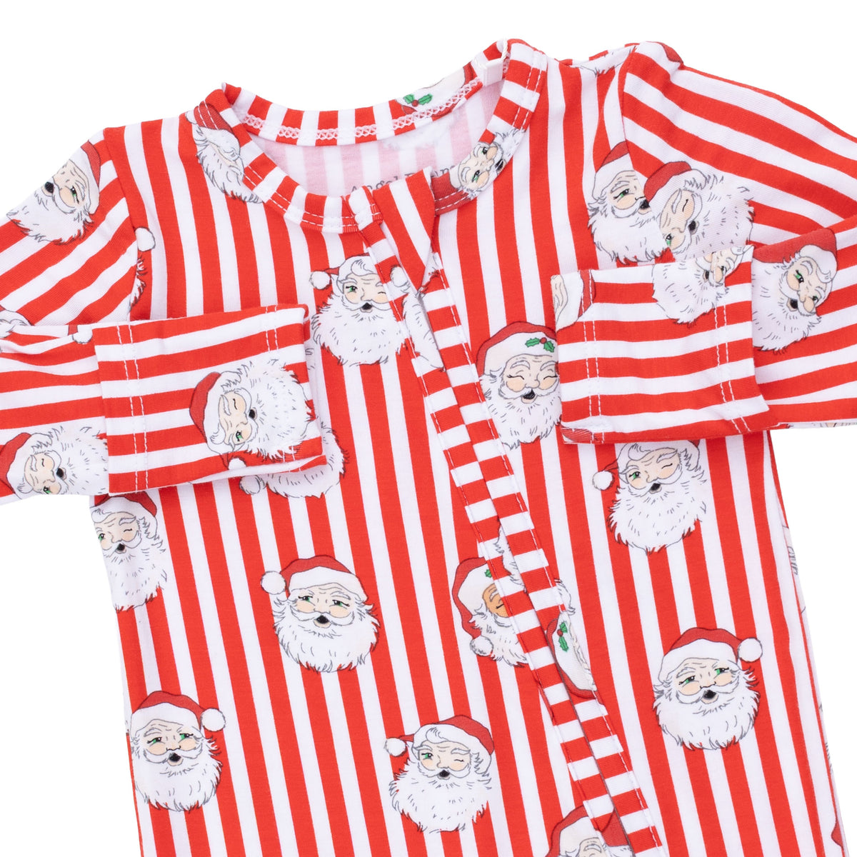 Vintage Santa Stripe Zip Footie