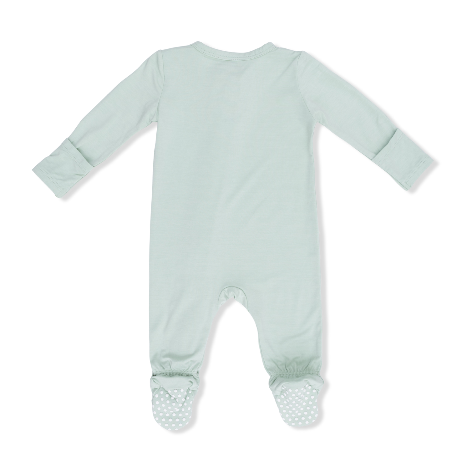 Solid Cameo Green Zipper Footie