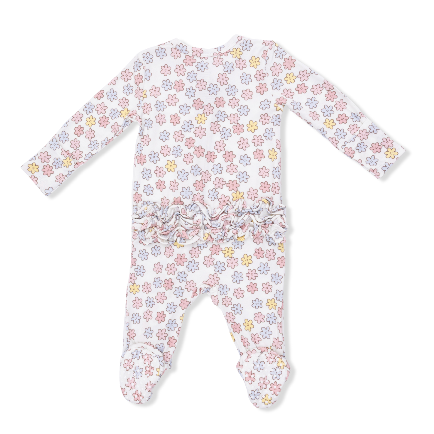 Sarah Floral Ruffle Zipper Footie