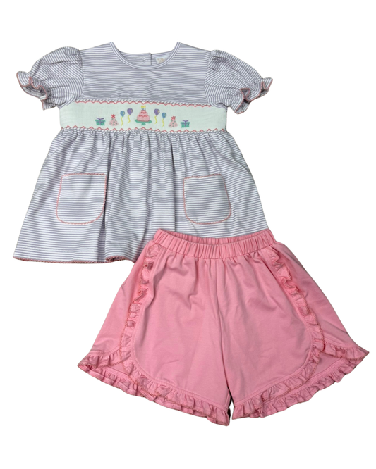 Birthday Bash Smocked Short Set