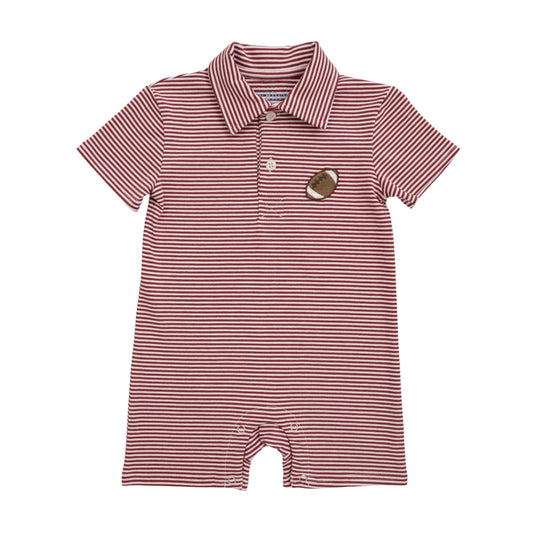 Crimson Football Polo Romper