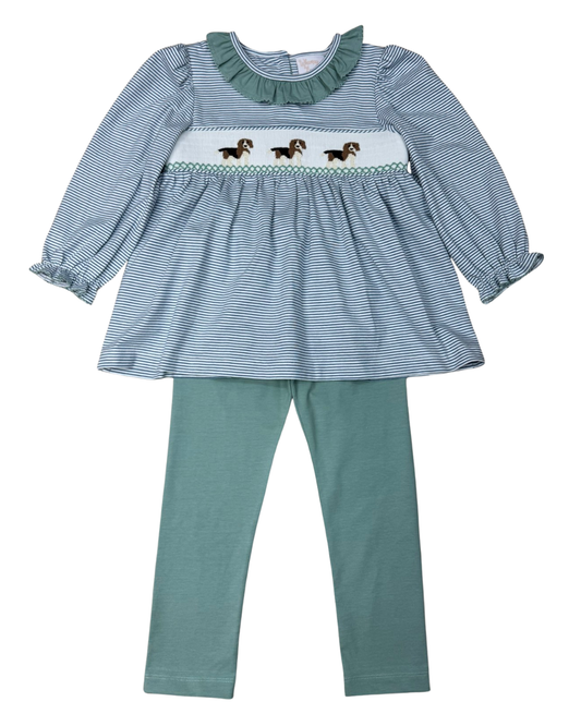 Beagle Smocked Ruffle Pant Set