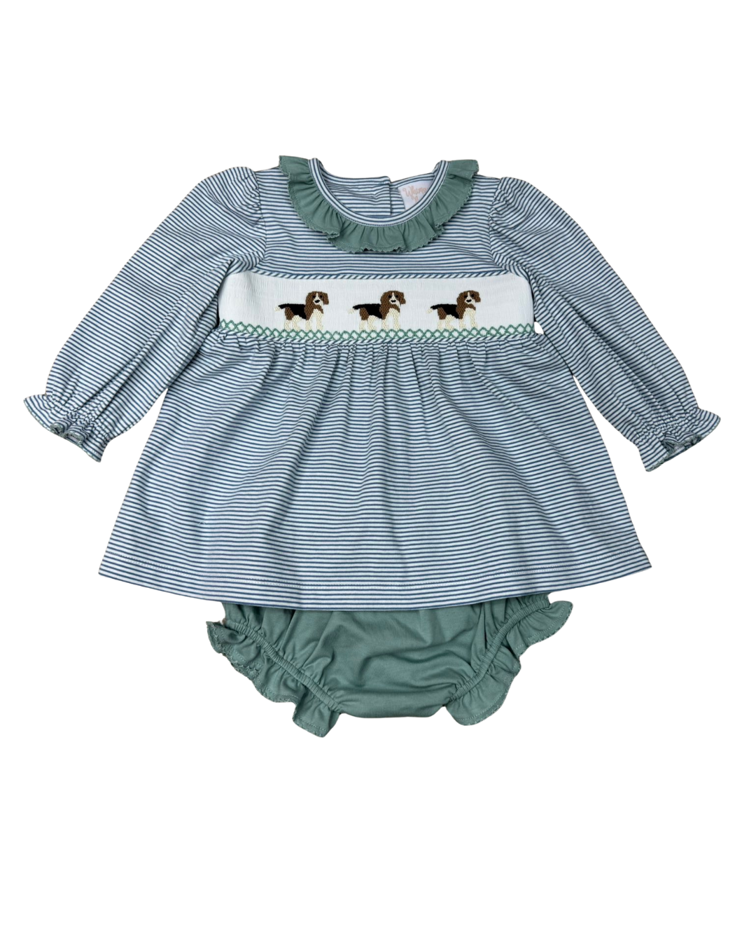 Beagle Smocked Ruffle Bloomer Set