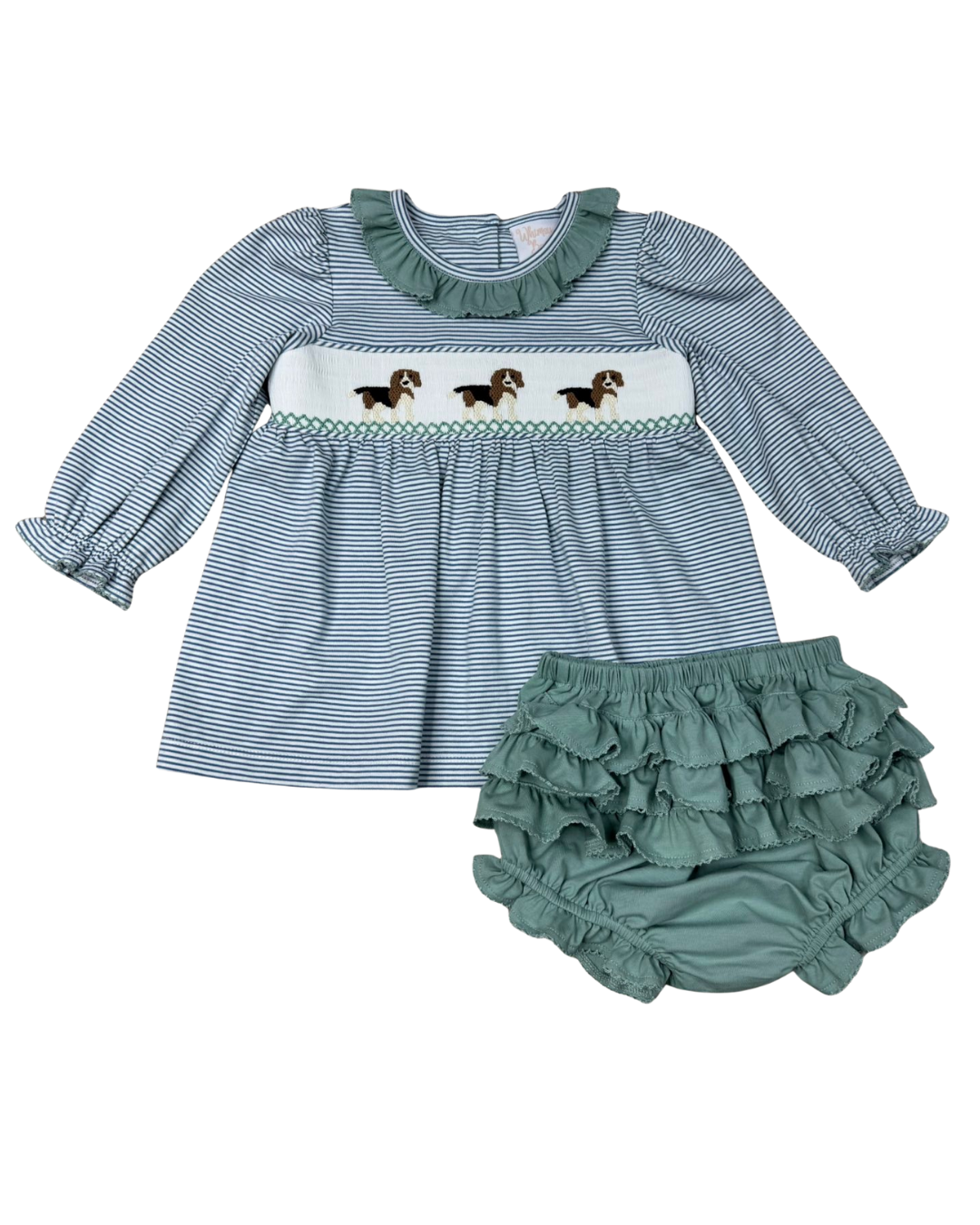 Beagle Smocked Ruffle Bloomer Set