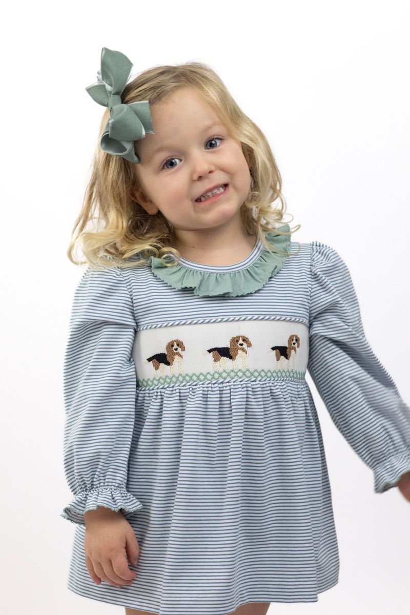 Beagle Smocked Ruffle Bloomer Set