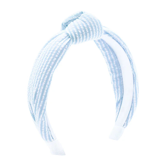 Seersucker Knot HeadBand- Lt. Blue