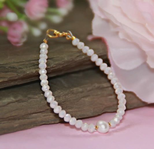 Opaque Pink and Pearl Infant Bracelet