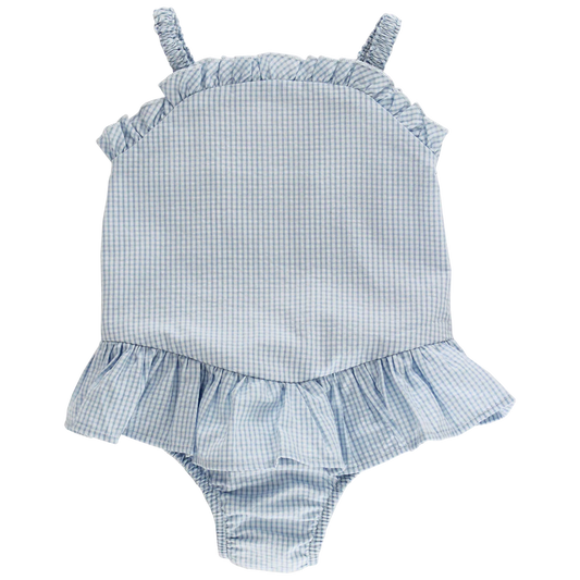 Check Seersucker Ruffle Swim