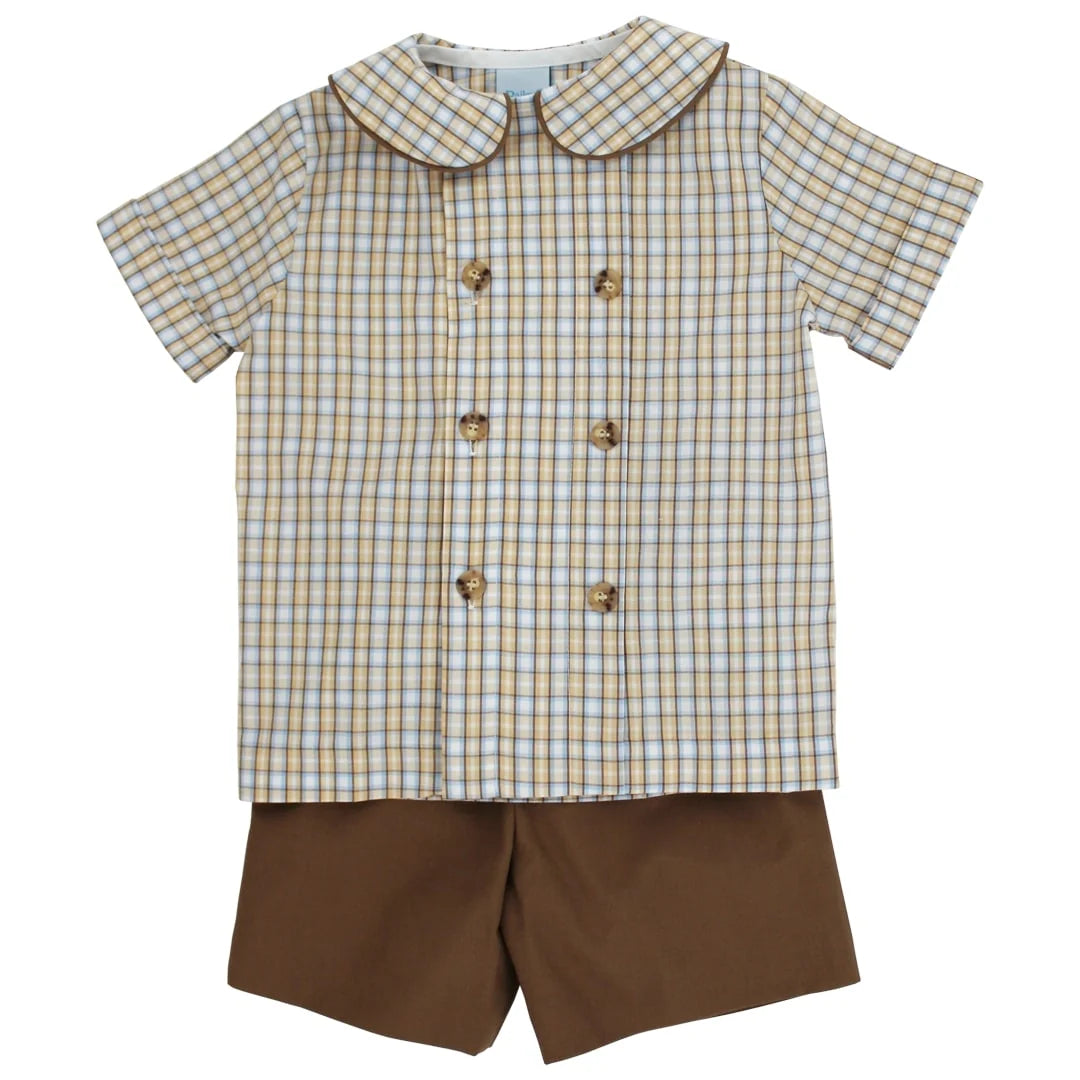 Pecan Plaid Dressy Short Set