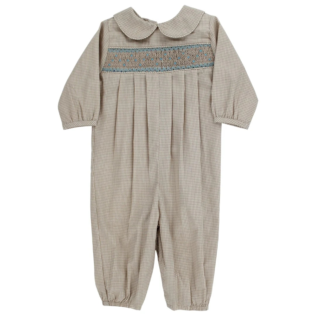 Blue & Khaki Gingham Long Bubble