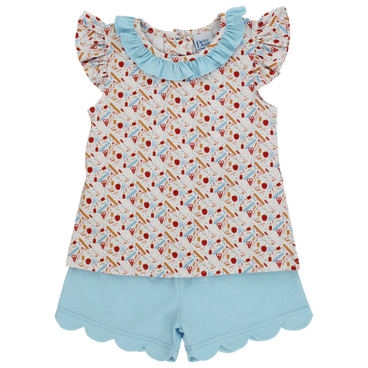 School Days Ruffle Short Set