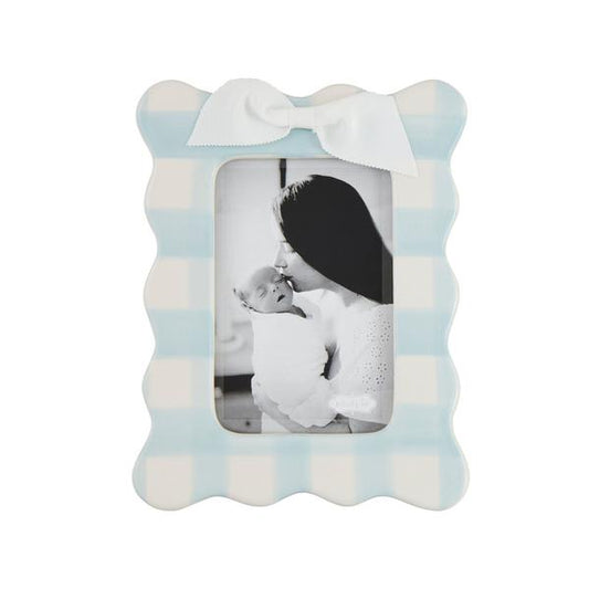 Gingham Blue Bow Frames