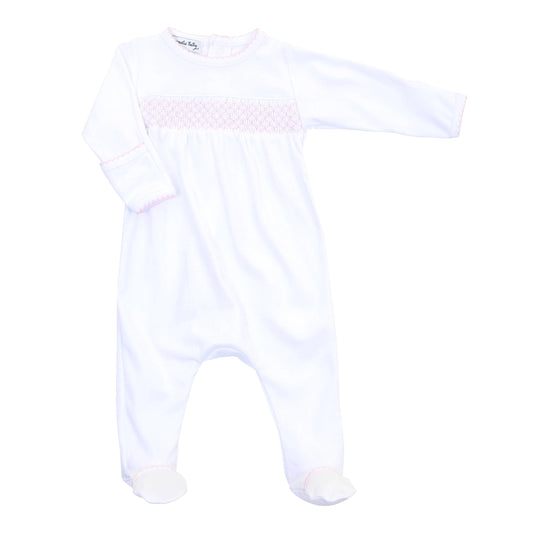 White/Pink Smocked Footie