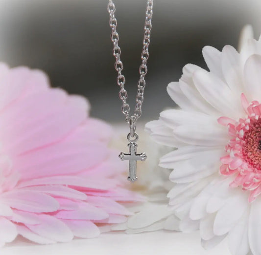 Baby Cross Rhodium Necklace