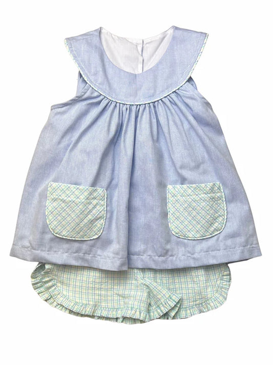 Chambray Ruffle Short Set