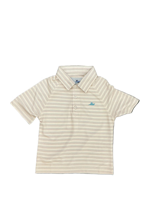 Sand and Blue Performance Polo