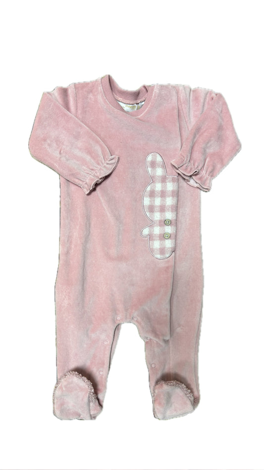 Pink Gingham Bunny Footie 2-4M