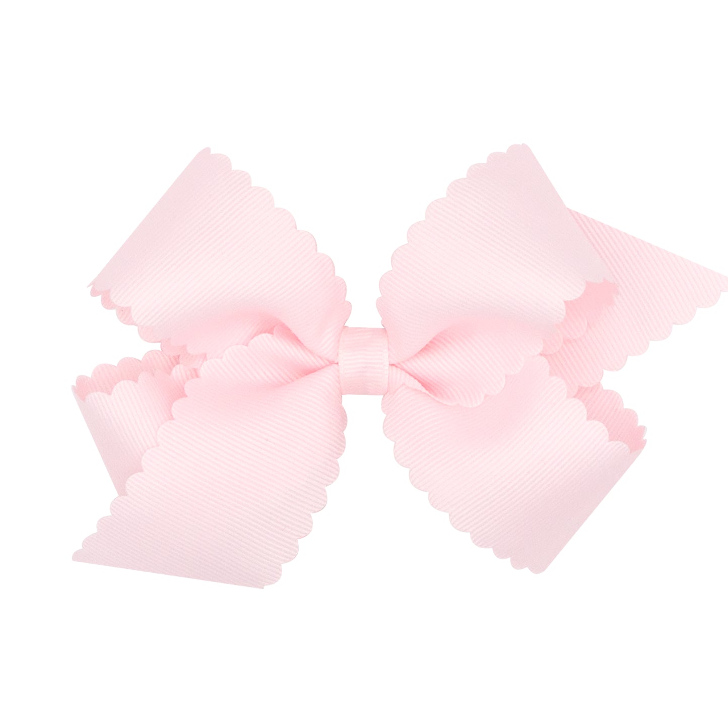 Scalloped Grosgrain Hair bow- Medium- Powder Pink