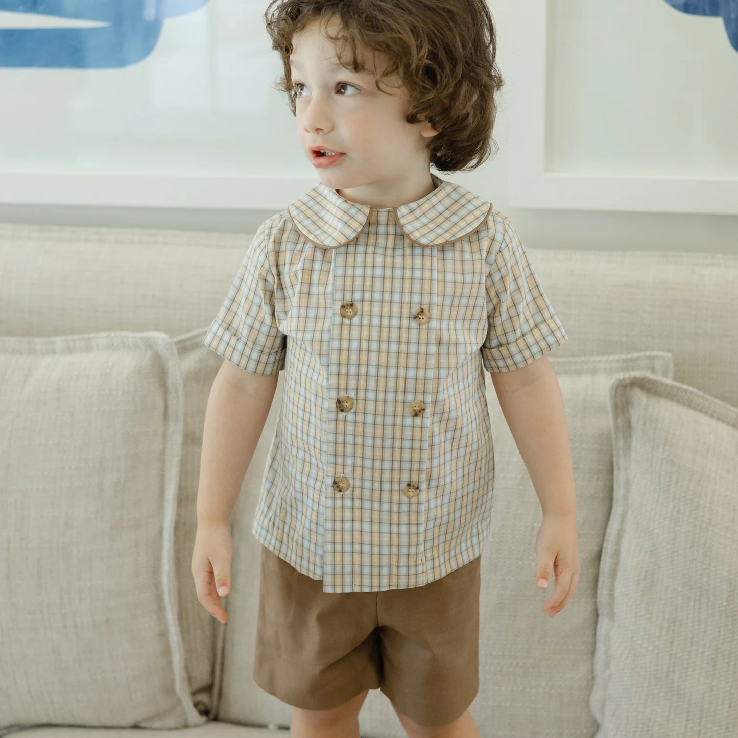 Pecan Plaid Dressy Short Set