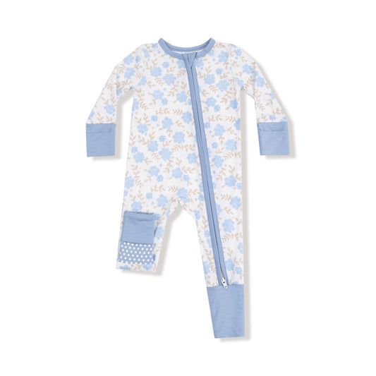 Baby Blue Floral Zipper