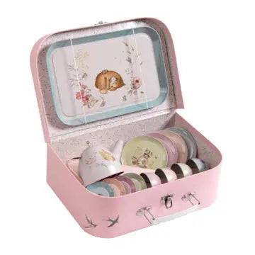 Suitcase- Tea Party Metal Set with Rosalies