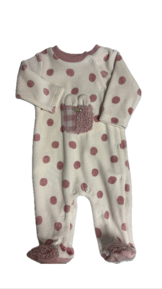 White Polka Dot Bunny Footie 0-1M