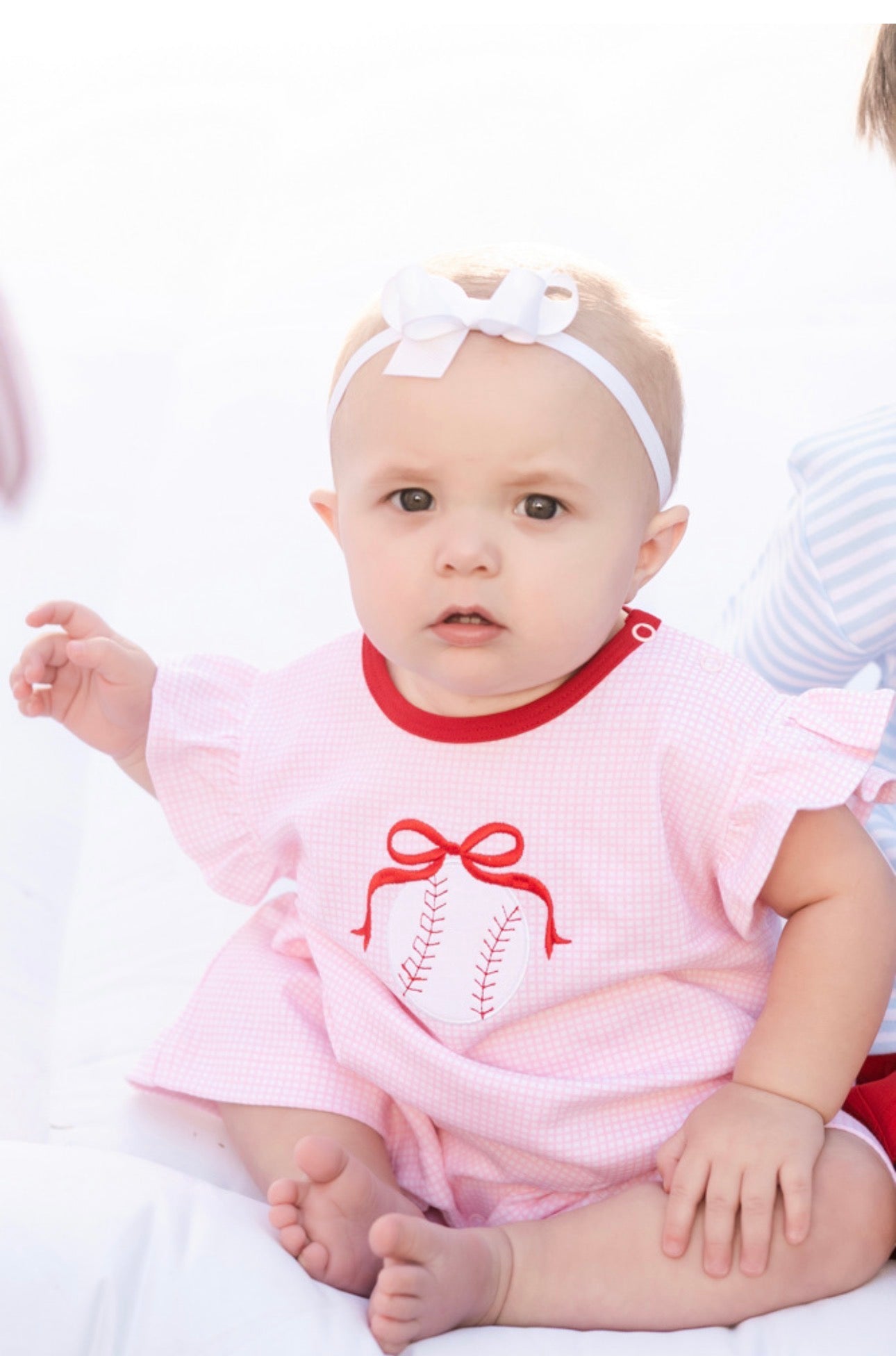 Pink Gingham Baseball Bubble