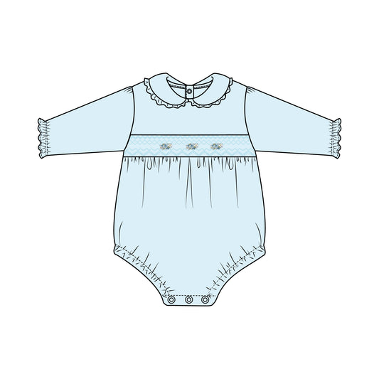 Smocked Pima Collared Bubble