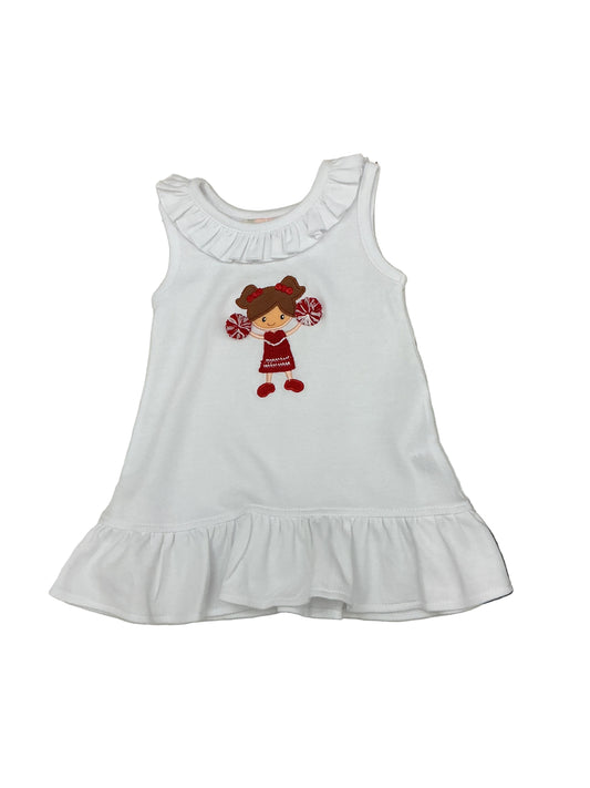 Red & White Pom Pom Dress