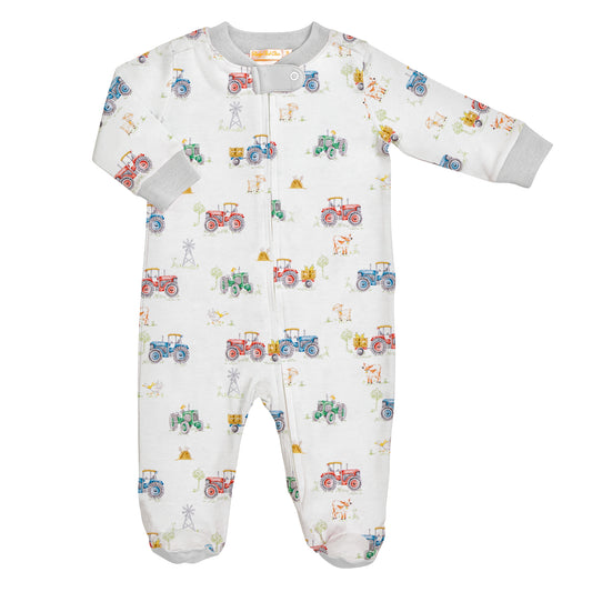 Tractor Time Zipped Footie